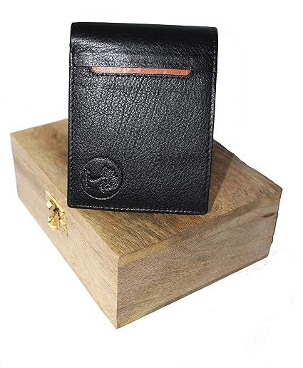 Anayras Pure Leather Black Wallet with Beautiful Gift Box
