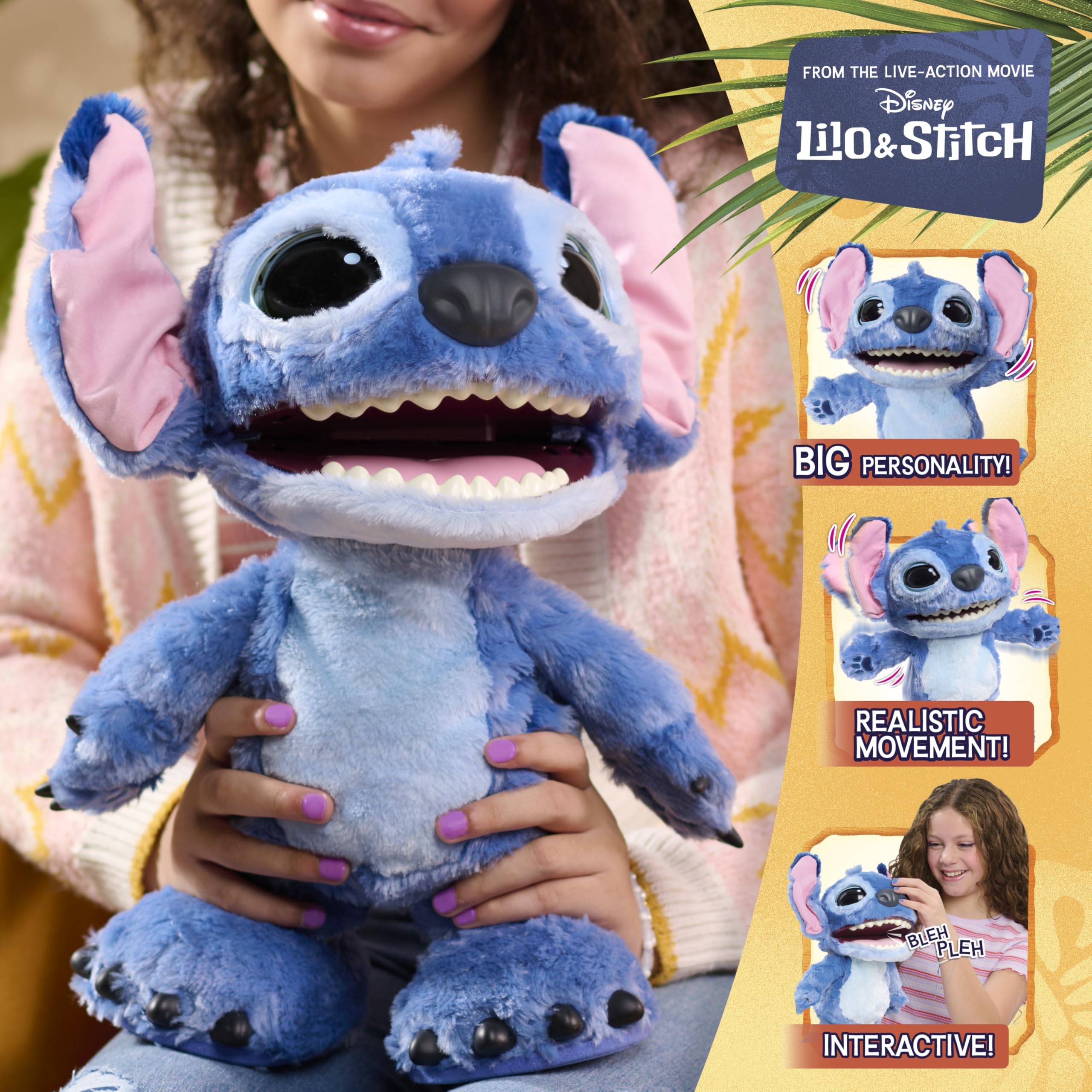 Just Play Disney Ultimate Stitch – Funktionsplüschtier, 100+ Geräusche und Reaktionen, ab 3 Jahre, 43cm, interaktiv, Kuscheltier 3