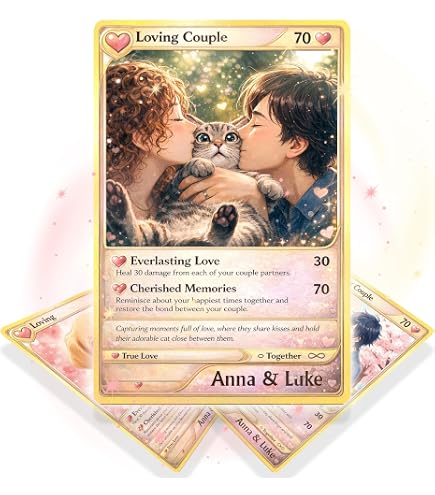 Amazon.com : Custom Valentines Poke Card Anime Picture for Couples  Personalized Trainer or Character Card Valentines Gifts for Him Her, Unique  Pocket Monster Style Birthday Engagement Wedding Gift : Office Products