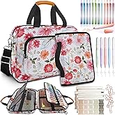 Bible Cover for Women,Bible Carrier,Vintage Floral Flowers Large Bible Bags For Women,Bible Study Supplies for women,Journaling Kit Book Carrying Case Christian Gifts with Bible Highlighters ,Pen,Tabs