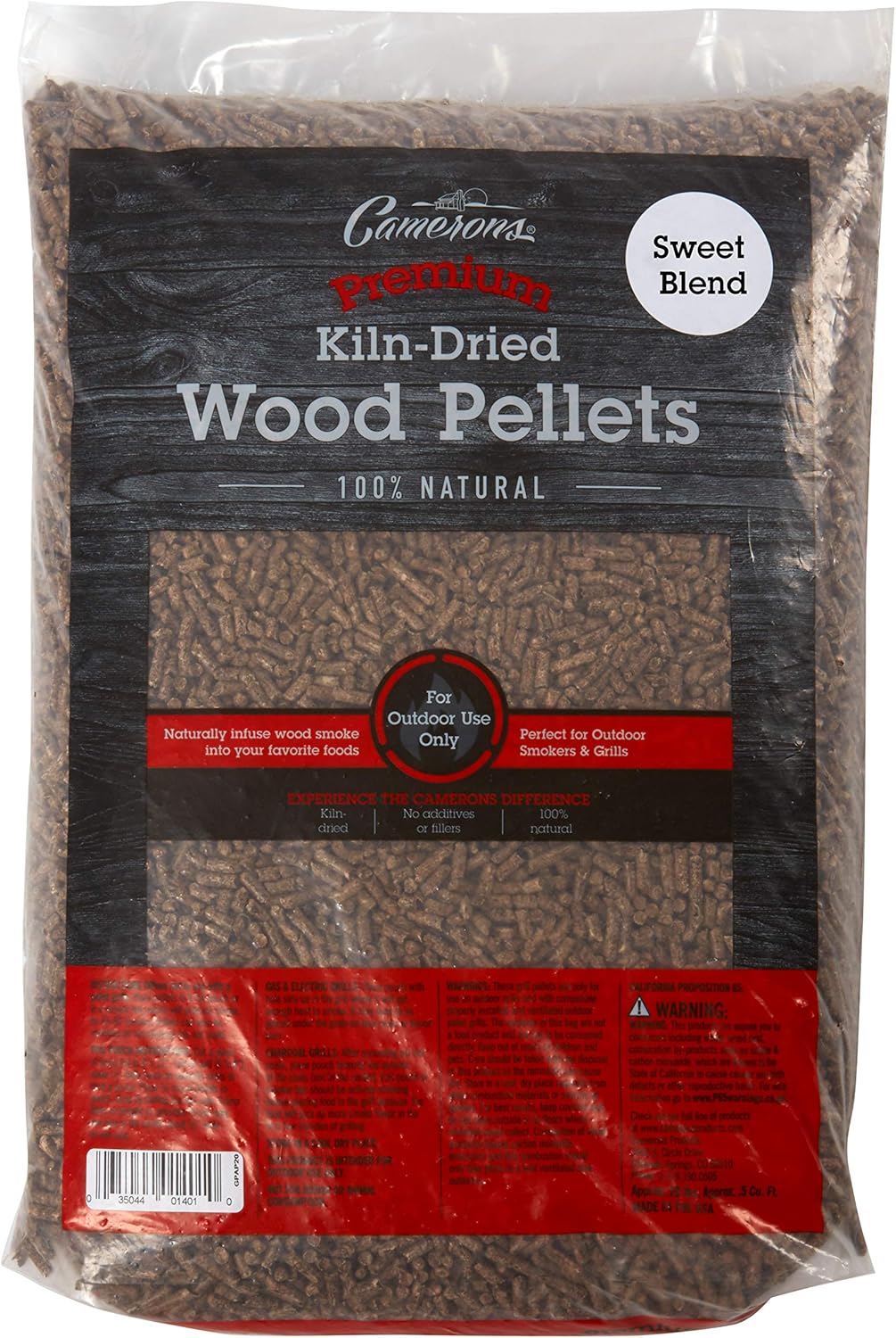 Camerons Pellets for Grilling (Sweet Blend)- Barbecue Wood Smoking Pellets for Smoker Box and BBQ Grills- 100% All-Natural Kiln-Dried Barbeque Fuel, No Fillers- 20 lb Bag