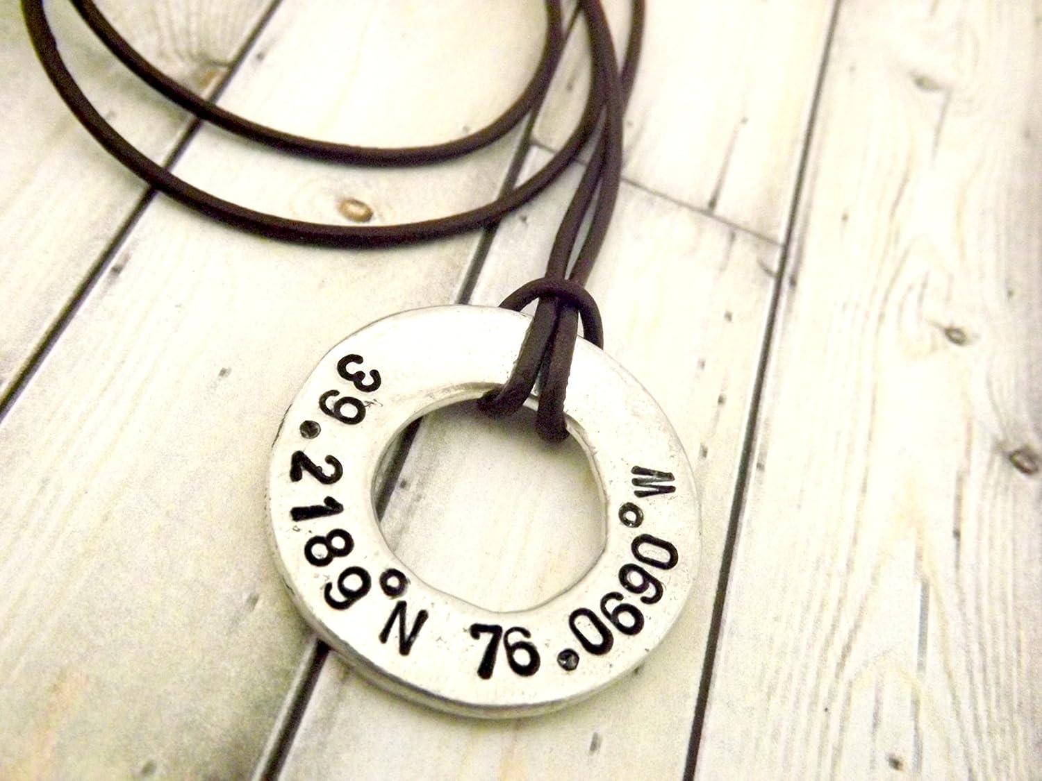 Mens necklace, mens jewelry, GPS coordinates necklace, GPS