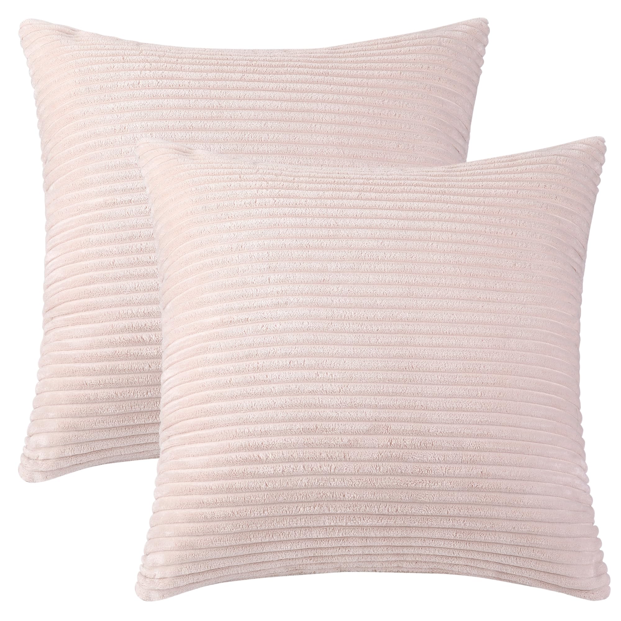 Uxcell Pack of 2 Corduroy Throw Pillow Covers, Soft Decorative Square Cushion Covers Home Decorations Pillowcase for Sofa Couch Living Room Bedroom Chair Decor Pink 40 x 40 cm