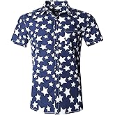 Men's Regular Fit Short Sleeve Dress Shirt Button Down Casual Unique Print Shirts for Men