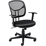 Amazon Basics Mesh Mid-Back Adjustable-Height 360-Degree Swivel Office Desk Chair with Armrests and Lumbar Support, Black