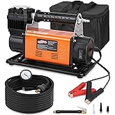 ROAD2SUMMIT Heavy Duty Portable 12V Air Compressor Kit Inflate 6.35CFM (180L/ Min), Max 150PSI, Off-Road Air Compressor Kit for 4x4 Vehicle RV, Air Pump for ATVS Tire, for Car and SUV Tire