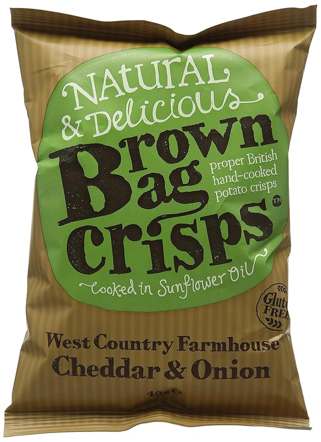 Brown Bag Crisps West Country Cheddar and Onion 40 g (Pack of 20