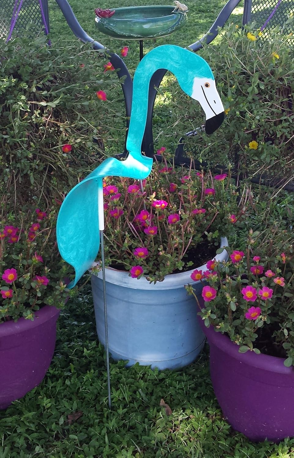 Patio, Lawn & Garden Outdoor Décor 1 Large PURPLE Flamingo Bobbing Bird