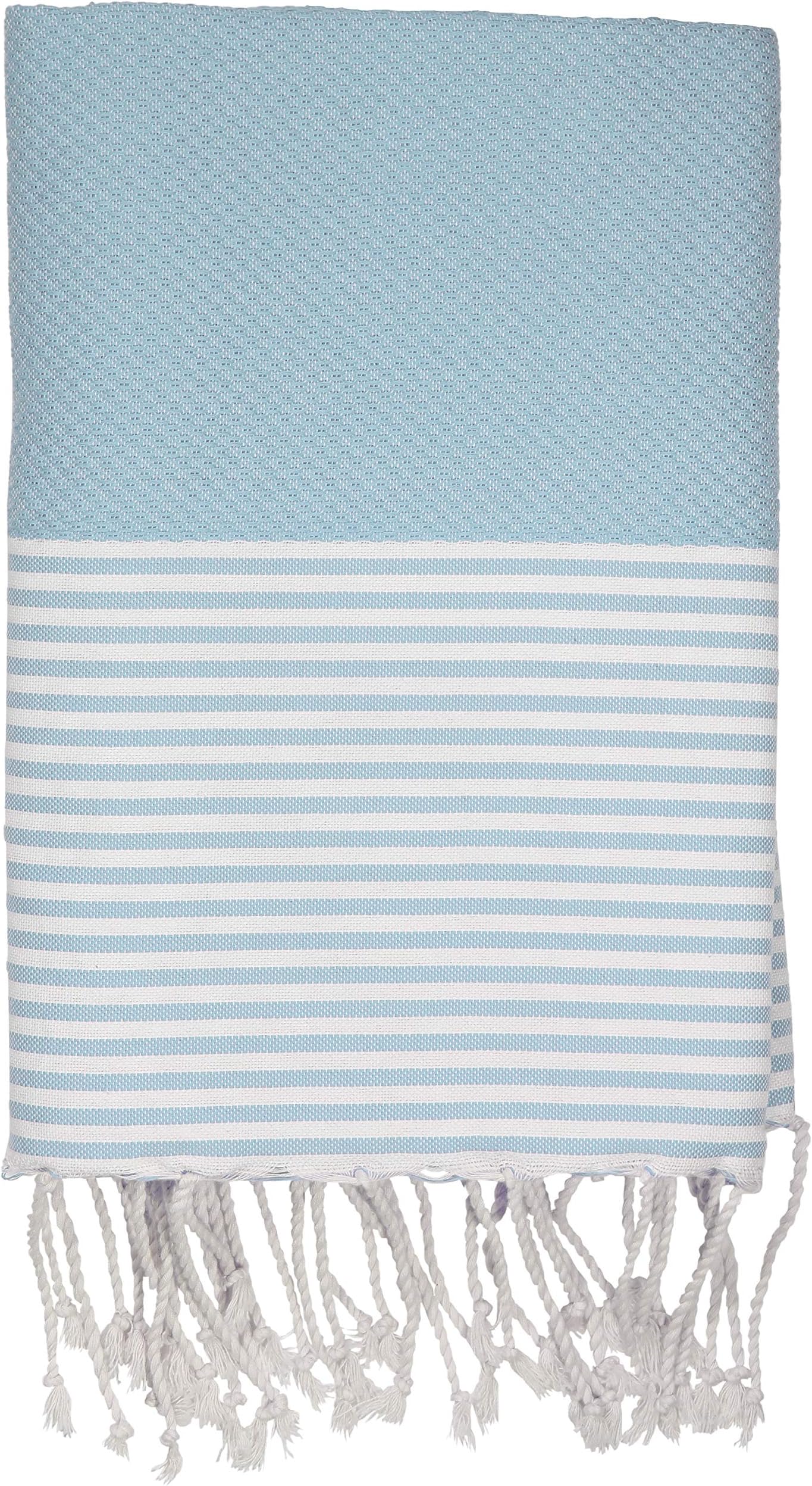 FFsense Fouta Turkish Towel - Cotton, Extra Large, Quick Dry, Ultra Soft and Eco Friendly Beach Towels - Light Blue