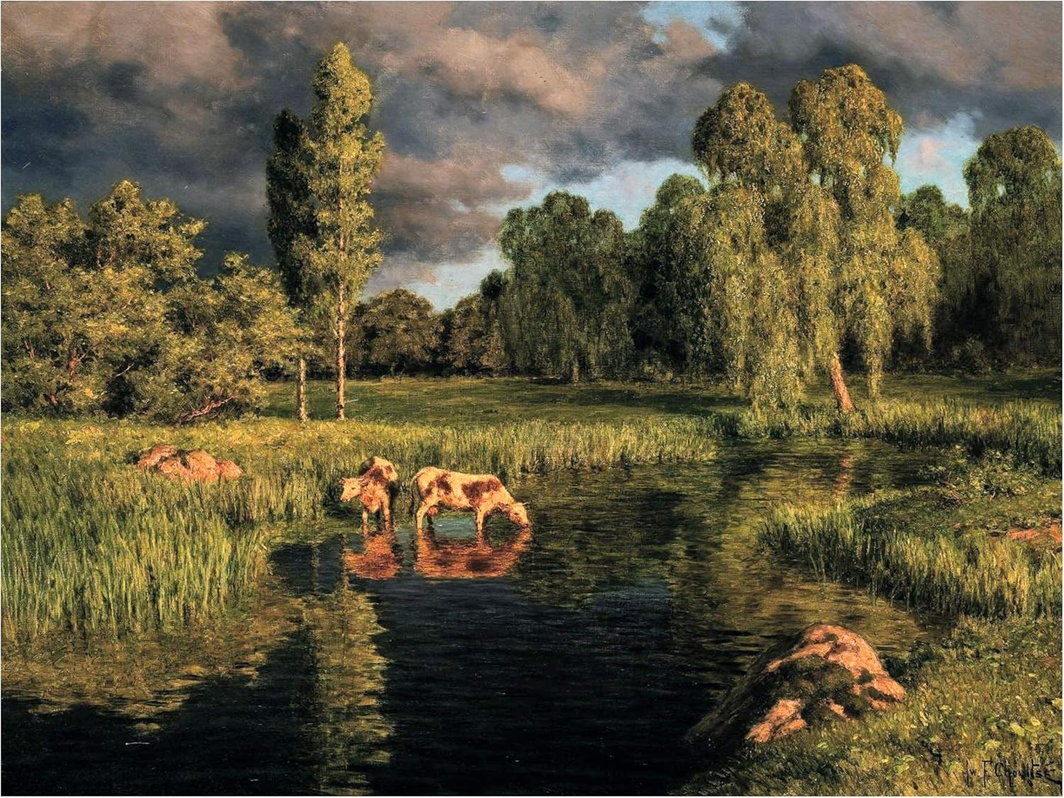 Summer River Cow Thunderstorm I. Choultse Tile Mural Kitchen Backsplash Ceramic