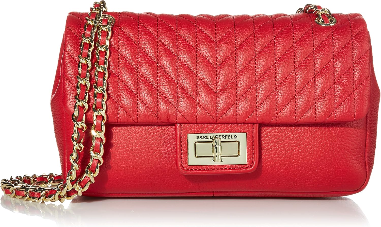 Karl Lagerfeld Paris Agyness Shoulder Bag, Crimson Handbags