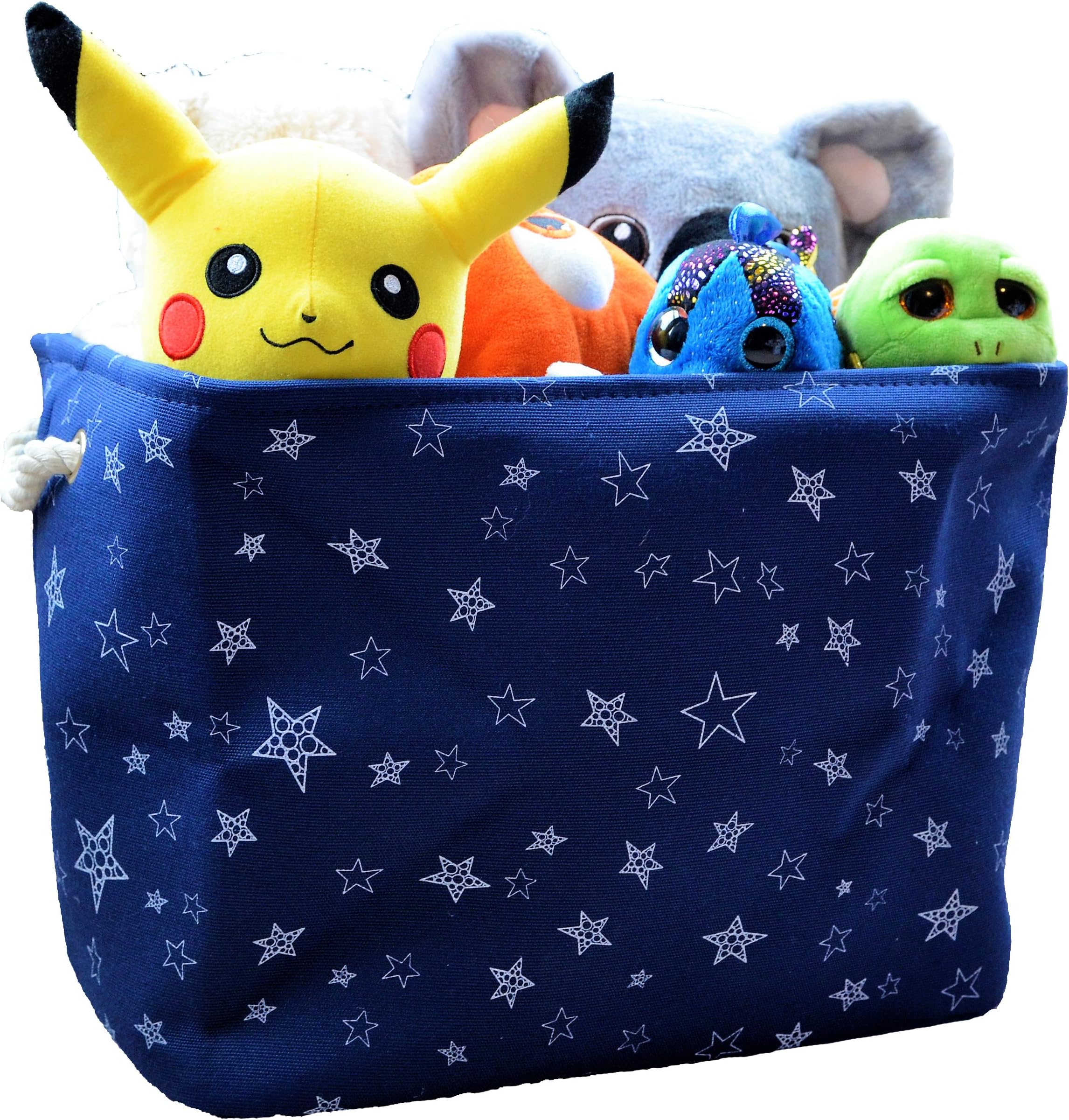 Medium Eco-Friendly Canvas Toy Storage Baskets Storage Bins Nursery Bins with Handles (Navy Blue) by Cobei Homegoods