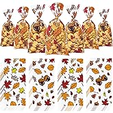 Lhocm Thanksgiving Cellophane Treat Bags, 100 PCS Plastic Thanksgiving Candy Goodies Gift Bags for Thanksgivings Day Party Favor Supplies