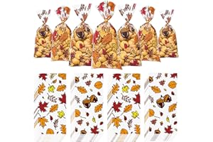 LHOCM Thanksgiving Treat Bags, Fall Treat Bags, Thanksgiving Candy Bags, Thanksgiving Bags for Goodies, 50 PCS Thanksgiving Cellophane Bags with Ties, Thanksgiving Plastic Bags, Thanksgiving Cello Bags, Thanksgiving Gift Bags for Thanksgiving Day Party Favor Supplies