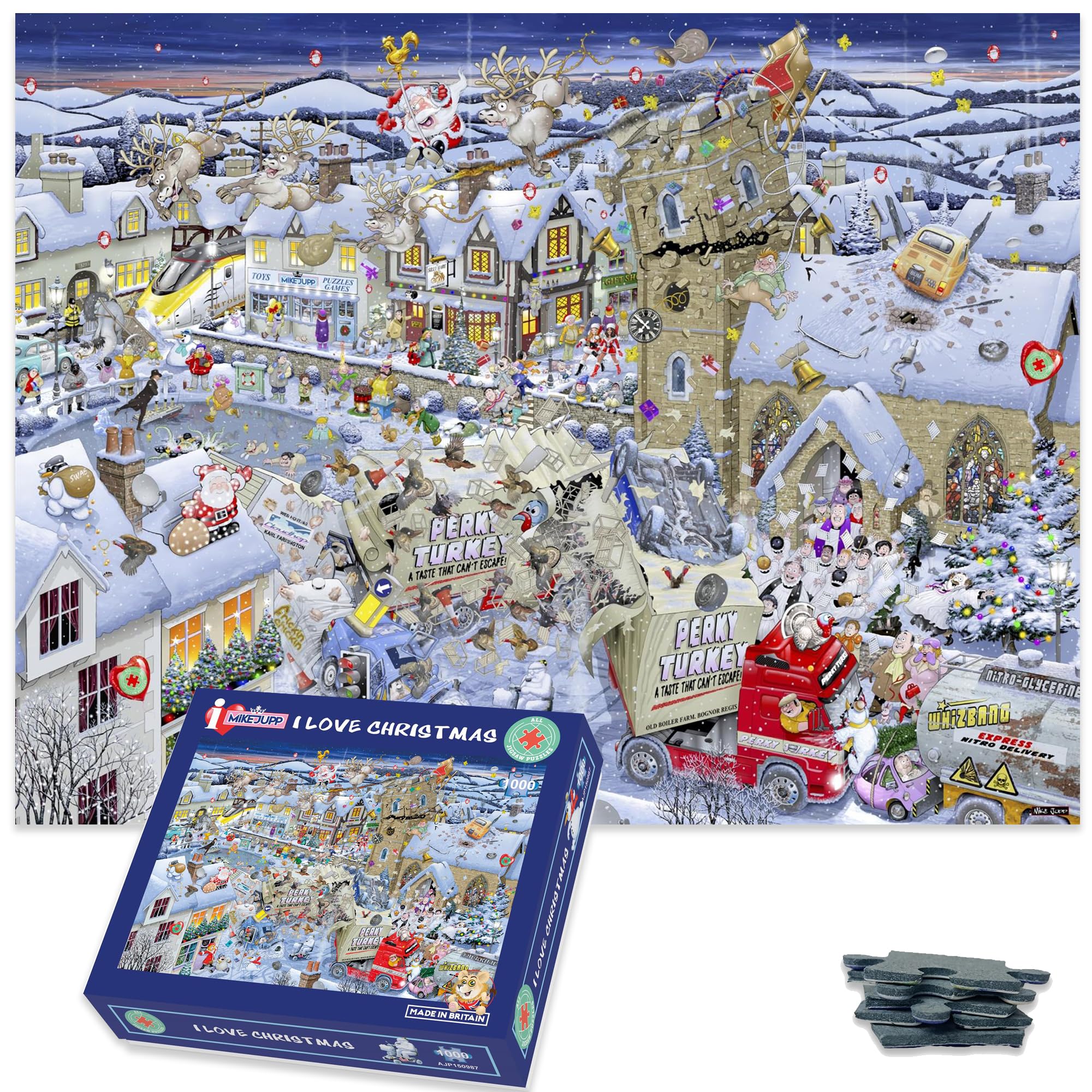 Mike Jupp Jigsaw Puzzles - I Love Christmas - 1000 Piece Jigsaw Puzzle For Adults | Made In Britain | 66cm X 50cm