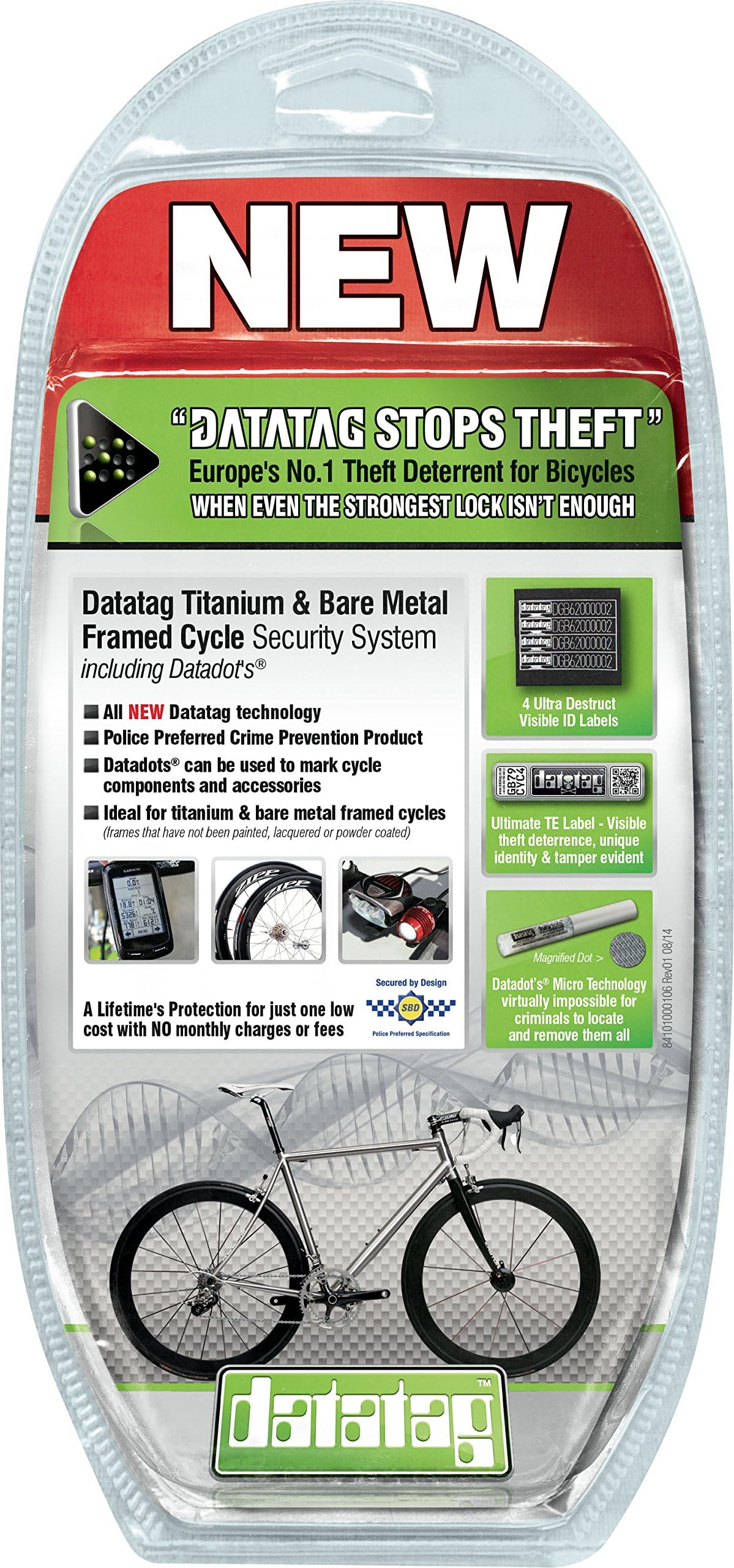 Datatag Titanium Bare Metal Cycle Sytem Security Anti-Theft Tagging Device - Black