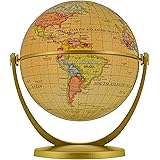 TCP Global 4" Old World Style Globe, 360° Rotation - Compact Gold Mini Globe, Swivels, Tilts in All Directions - Fun & Educat