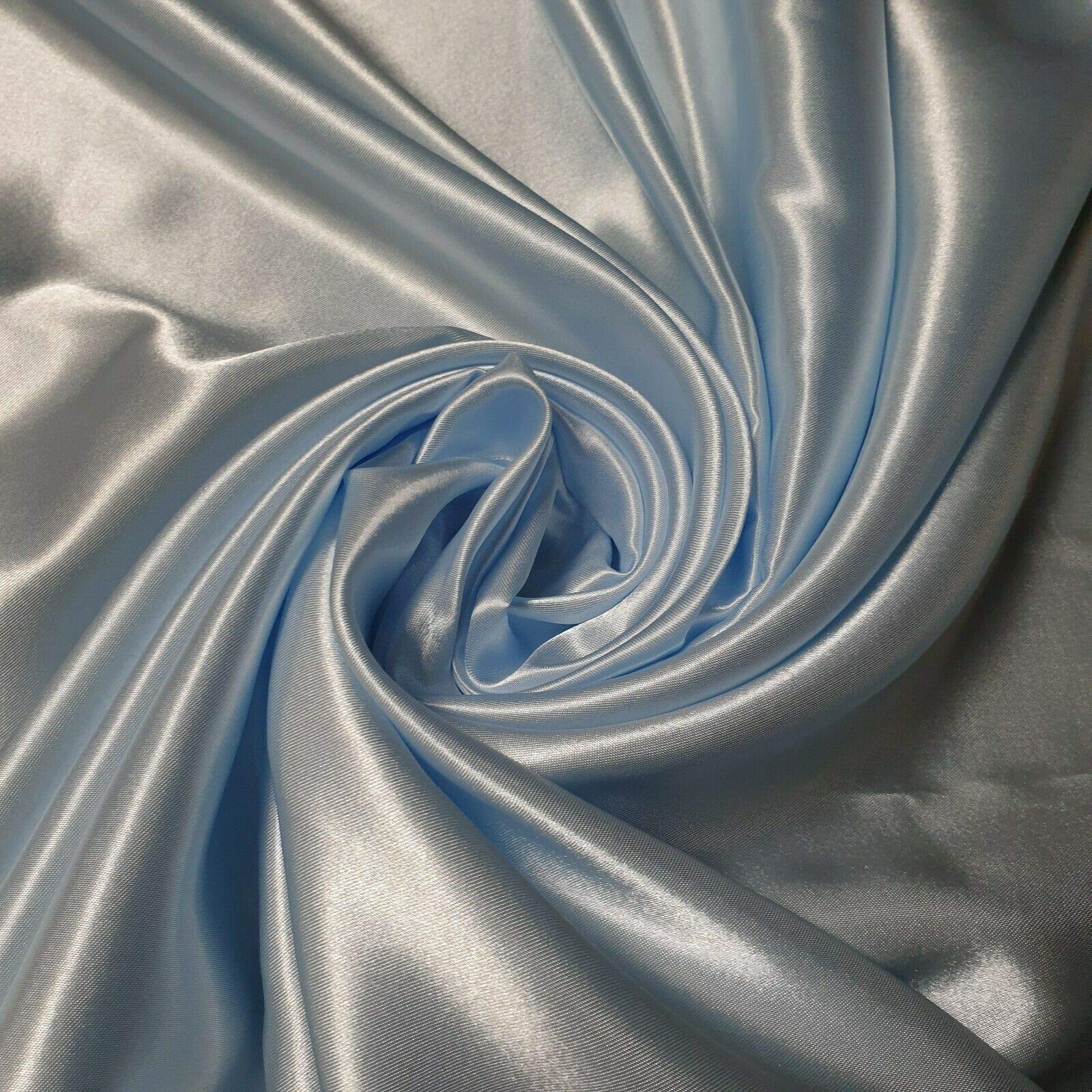 100% Polyester/Poly Silk Silky Satin Fabric, Dressmaking, Wedding, Prom - Dress Craft Fabric Material 58" - 150 cm Wide Sold As 1 Meter Pre - Cut Lengths (Available in 22 Colours) (Sky)