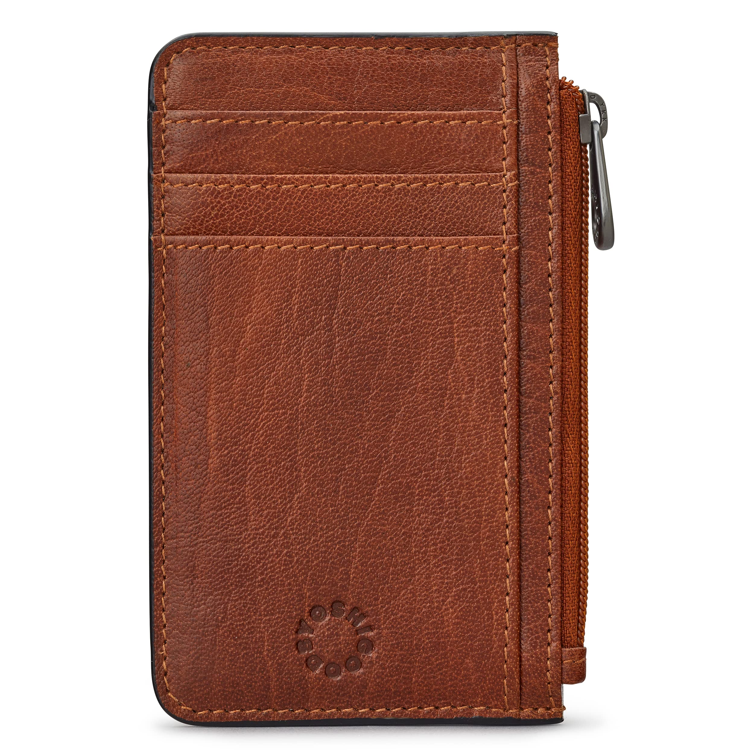 Yoshi Slim Wallet for Men and Women, RFID Blocking Minimalist Credit Card Holder with Zip Section, Genuine Leather (Brown)