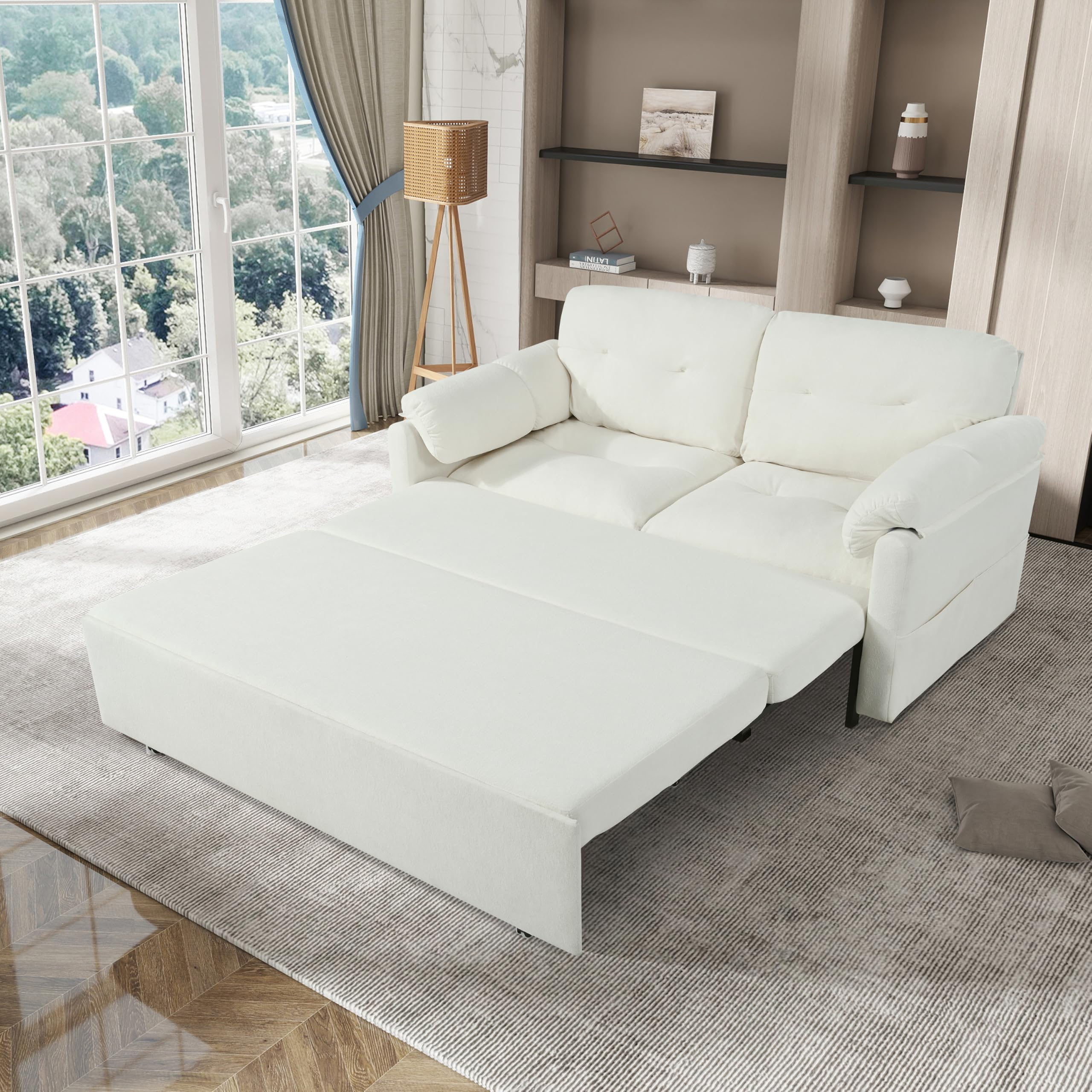 Photo 1 of **cushions only ***Ball & Cast 74" Convertible Sleeper Sofa Queen Size with Pull Out Sofa Bed,3-in-1 Convertible Sleeper Couch w/Thicked Cushions & Side Storage,Loveseat couches for Living Room,Bedroom,Apartment,Beige