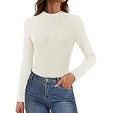 YUCOLEN Women's Long Sleeve Mock Neck Sweater Ribbed Knit Slim Fit Basic Tops Lightweight T Shirts Going Out 2025 Clothes