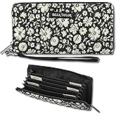 Bella Taylor Cash Envelope Wallet for Budgeting - RFID Protected - Cash Stuffing Wallet with Detachable Wristlet - Bicolor Floral Black