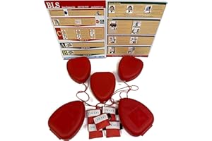URSUS ENTERPRISES INC. 5 Pocket CPR Hard Case Mask, 5 BLS CPR Charts & 5 CPR Keychains