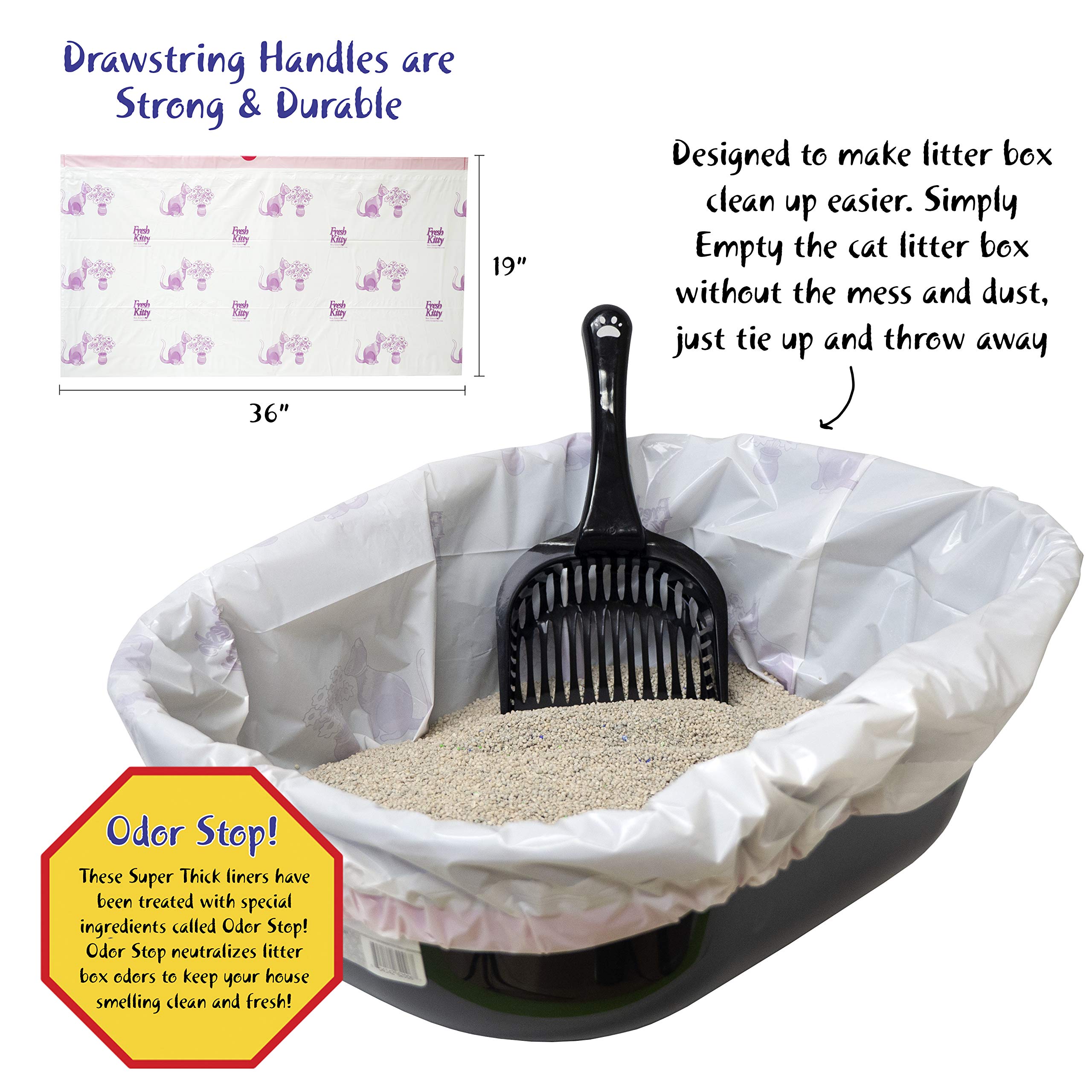 15 Count Fresh Kitty Litter Box Liners Super Thick, Durable, Easy Clean