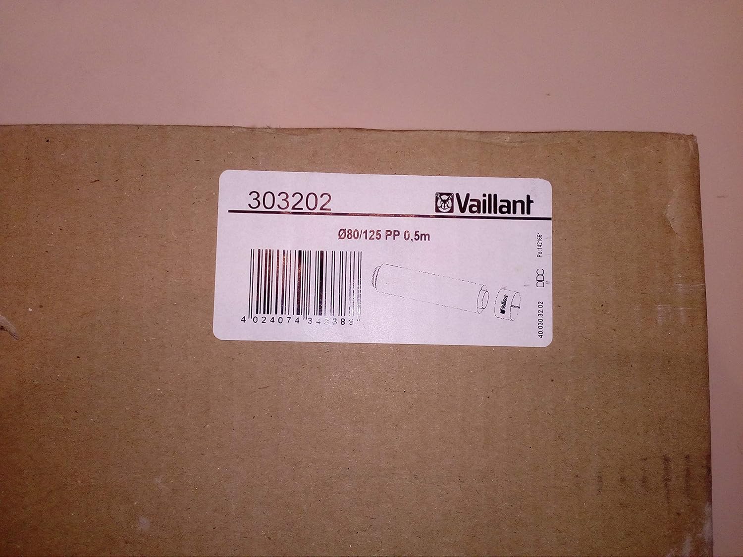 Vaillant Air/Flue Duct Extension, 470 mm Length, White