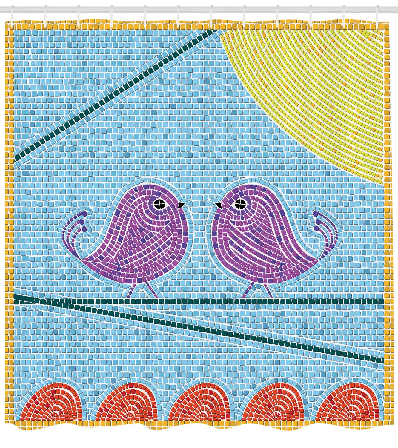 Amazon Com Lunarable Birds On A Wire Shower Curtain Tweet Birds