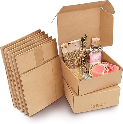 Kurtzy Brown Kraft Gift Boxes 20 Pack Small L12xW12xH5cm with Lids