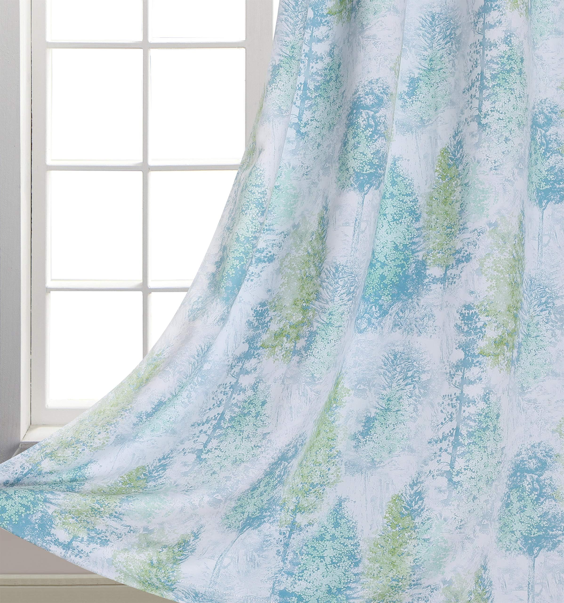 Blackout Bedroom Curtains Rustic Painting Printing Forest Window Treatment for Living Room Heavy and Soft Room Darkening Eyelet / Rings Top 2 Panel 54 inch Wide by 84 inch Long Green Light Yellow