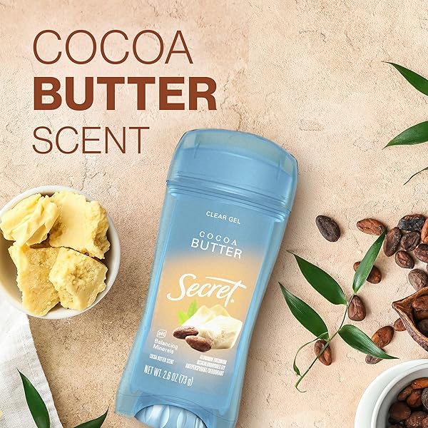 SECRET FRESH ANTIPERSPIRANT DEODORANT FOR WOMEN, 72HR BREATHABLE SWEAT & ODOR PROTECTION, INSTANT FRESHNESS & GENTLE, PH BALANCING MINERALS, INVISIBLE SOLID, COCOA BUTTER SCENT, 2.6 OZ