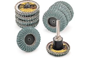 Sbestily 10PCS 80 Grit Curved Flap Disc 2 Inch Roll Lock Quick Change Sanding Discs 1pcs 1/4" Holder Surface Grinding Disc for Die Grinder Metal Surface Grind Burr Finish Weld Rust Paint Removal