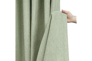 Seenus Natural Sage Green Linen Look Fabric Shower Curtain, Heavy Duty Faux Linen Textured Shower Curtain Water-Resistant, 72 x 72 Inch Soothing Forest Green Farmhouse Bathroom Decor Shower Curtains