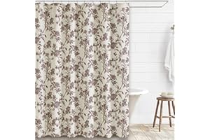 WOUVMA Brown Shower Curtain Floral Cotton Linen Cottagecore Shower Curtain for Bathroom 72" W x 72" L Boho Farmhouse