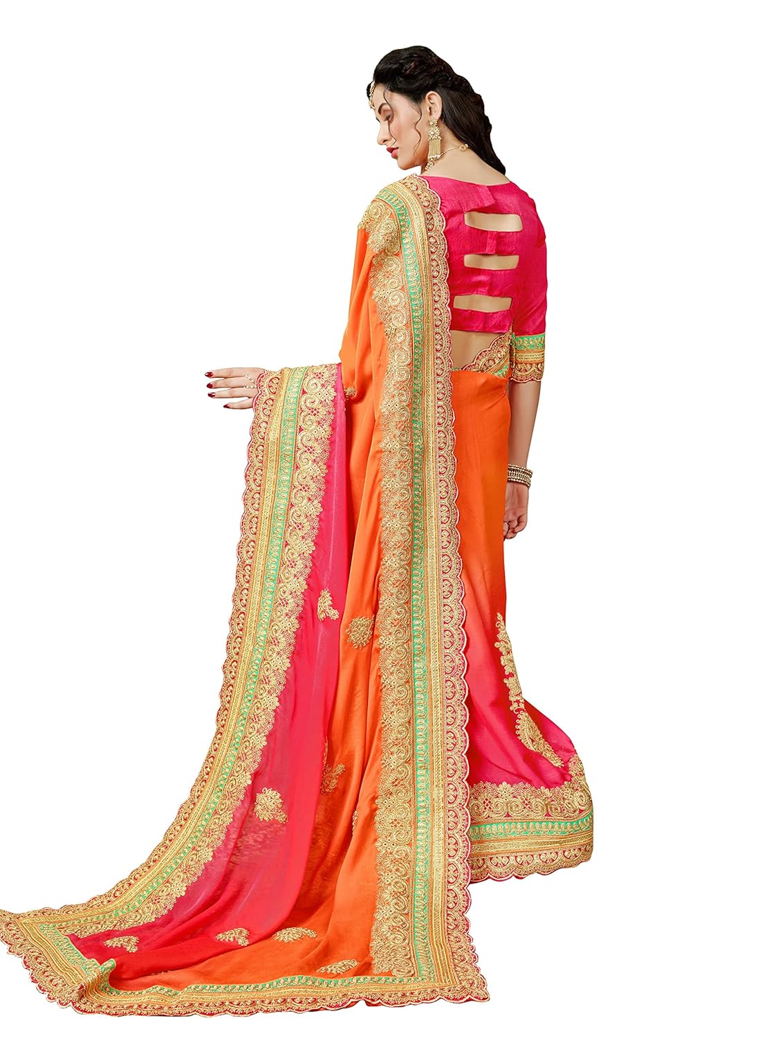 manohari embroidery multicoloured chiffon saree