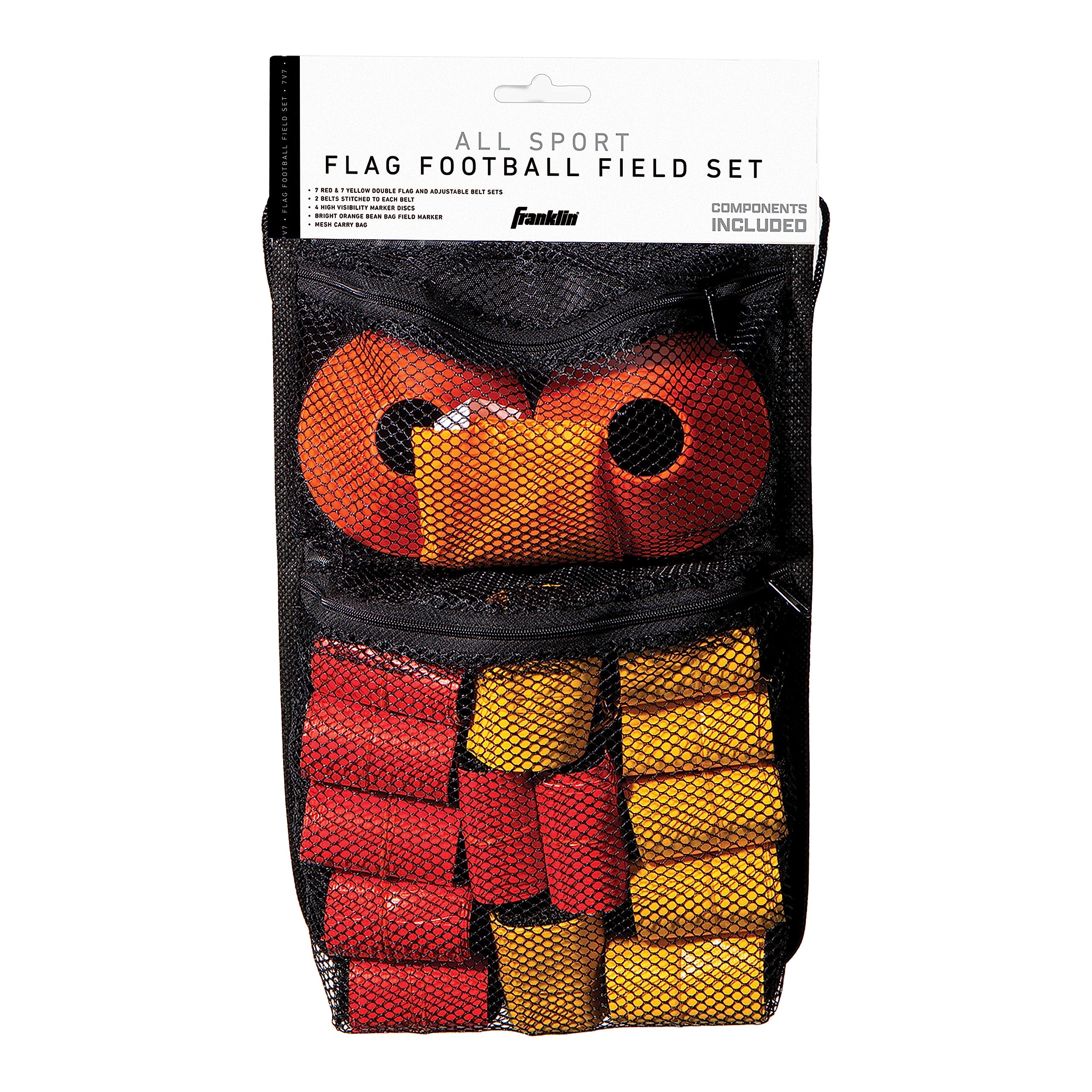 Franklin Sports 14-Man, 7v7 Flag Football Premier Set With Flags, Cones, and Carry Bag