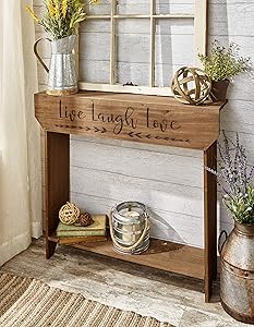 The Lakeside Collection Farmhouse Sentiment Console Table with Live Laugh Love Inscribed