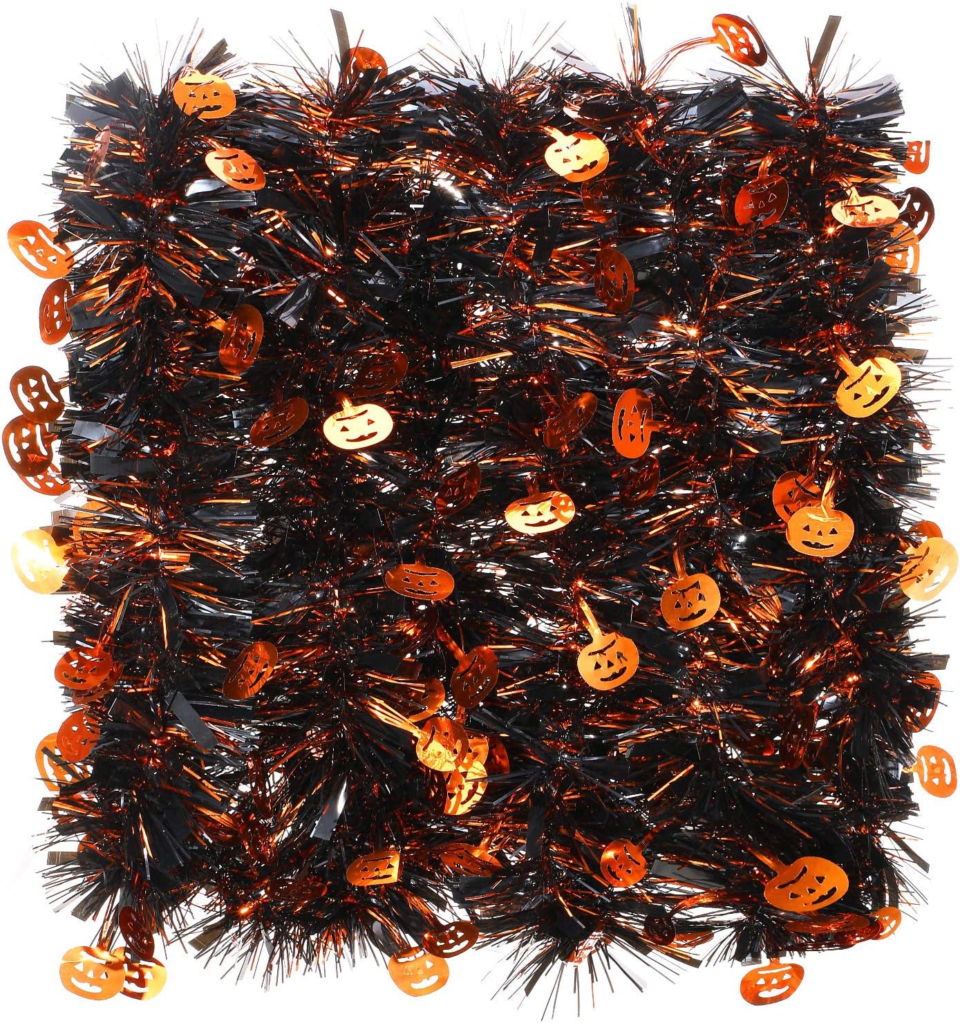 Wreaths, Garlands & Swags - WILLBOND 8 Pieces 52.4 ft Halloween Pumpkin Tinsel Garland Black and Orange Metallic Holiday Tinsel Twist Garland Decoration for Halloween Party Home Indoor Outdoor Ornaments