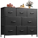 WLIVE 8 Drawer Dresser for Bedroom, Fabric Black Dresser with Large Storage Drawer Unit for Entryway, Chest of Drawers for Living Room