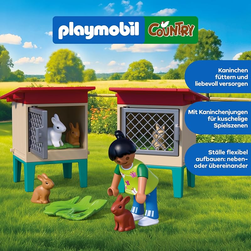 | Country | Ländlicher Kaninchenstall | Kaninchen‑Set mit Ställen, Baum, Futter & vielen Tieren | Für Kinder ab 4 Jahren | 72170