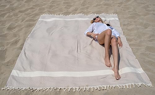 DEMMEX Oversized Turkish Beach Towel – XL 59x79 Inches (150x200cm