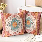 ZSYTZL Boho Throw Pillow Covers 26x26 inch Set of 2,Soft Pillowcases Bohemia Carpet Printing Pattern Decorative Sofa Living Room Bed Square Pillow Case Cushion Cover-Reddish Orange