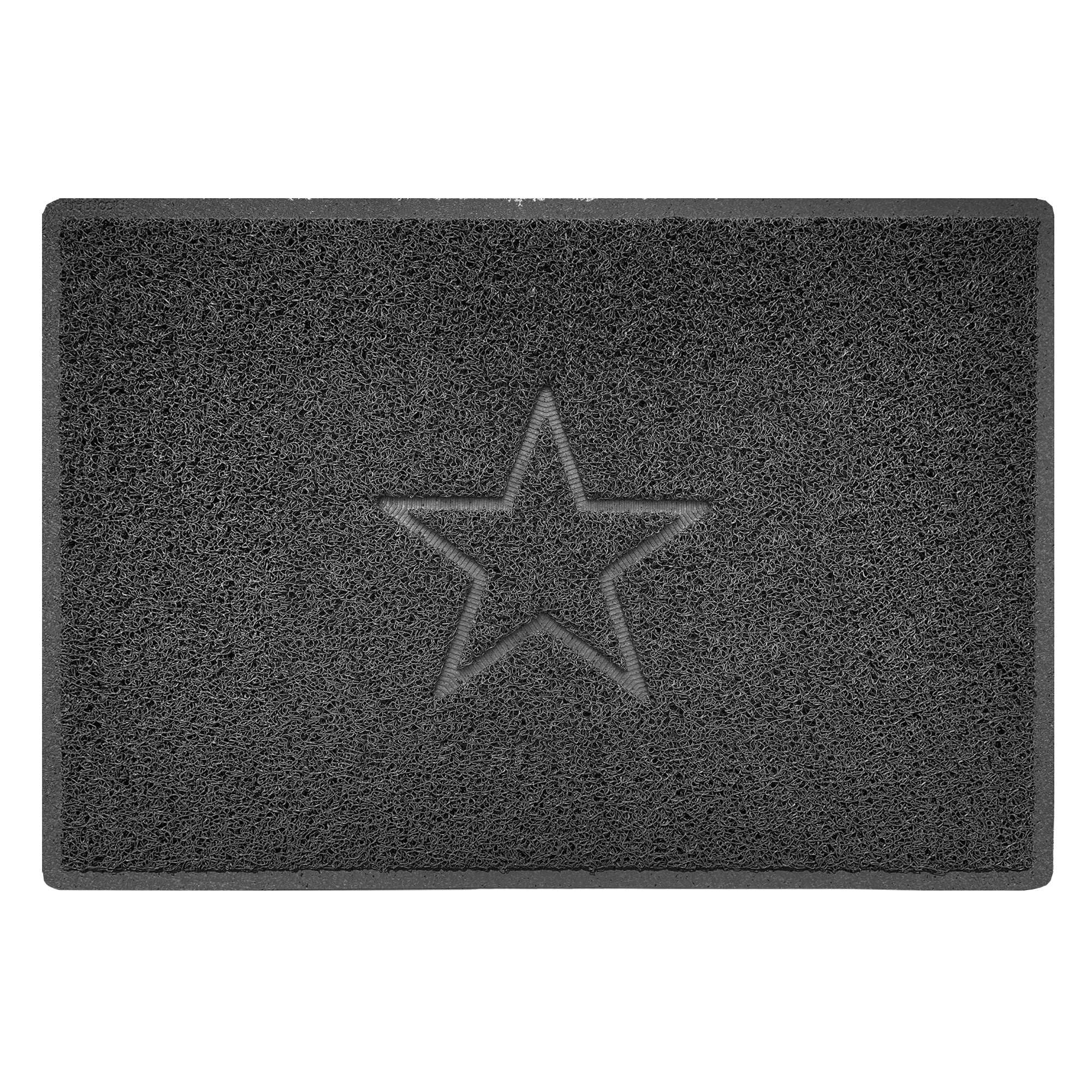 Nicoman Star Embossed Shape Door Mat Dirt Trapper PVC Spaghetti Mat Washable Quick Drying Barrier Doormat-Dark Grey (Watertight Rubber-Back)-Large (90x60cm)