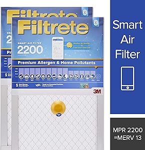 Filtrete 20x30x1 Smart Air Filter, MPR 2200, Premium Allergen & Home Pollutants AC Furnace Air Filter, 2-Pack - S-EA22-2PK-6E
