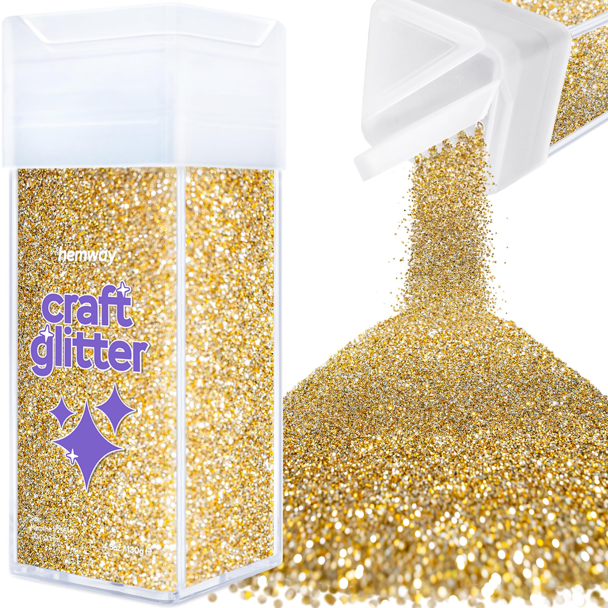 Hemway Glitter Shaker Gold Silver 110g Microfine, Craft Glitter Shaker for Resin & Epoxy Crafts, Christmas Art Supplies, Nail, Body, Face, Eye, Festival, Crafting, Slime, Sparkle