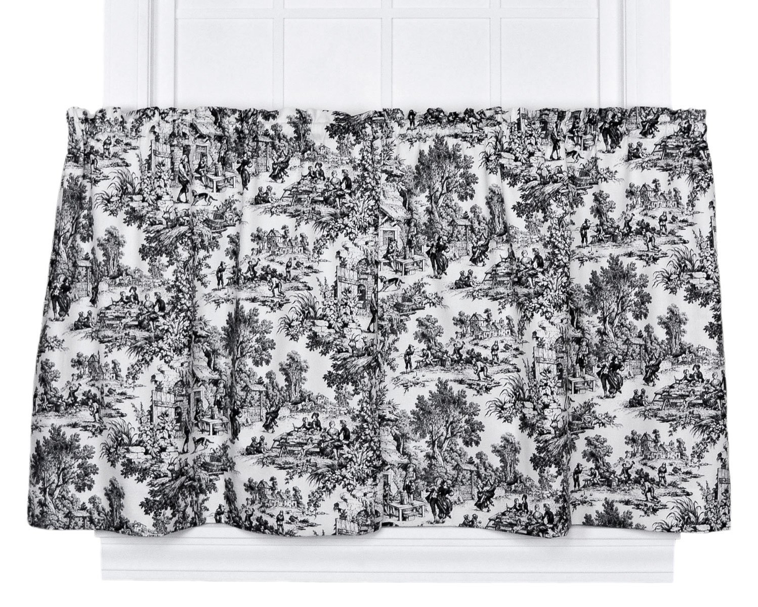 Ellis Curtain Victoria Park Toile 68-Inch-by-36 Inch Tailored Tier Curtains, Black โ image 1