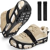 Ice Cleats Snow Traction Cleats Crampon for Walking on Snow and Ice Non-Slip Overshoe Rubber Anti Slip Crampons Slip-on Stretch Footwear for Winter Walking Hiking Shoveling