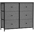 SONGMICS Dresser for Bedroom, Chest of Drawers, 6 Drawer Dresser, Closet Fabric Dresser with Metal Frame, Classic Gray and Classic Black ULTS323G22